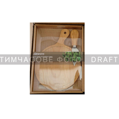 Набір для подачі сиру ARDESTO Midori, 2 предмети, 19.5х14х0.8см, бамбук, нержавіюча сталь