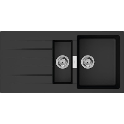 Мийка кухонна Hansgrohe S52, граніт, прямокутник, з крилом, 980х480х190мм, чаша - 1.5, накладна, S520-F530, чорний графіт Мийка кухонна Hansgrohe S52, граніт, прямокутник, з крилом, 980х480х190мм, чаша - 1.5, накладна, S520-F530, чорний графіт