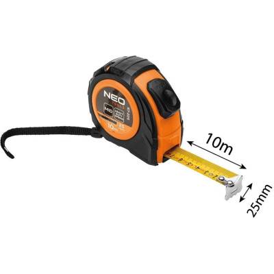 Neo Tools Рулетка, 10мx25мм, з фіксатором змотування