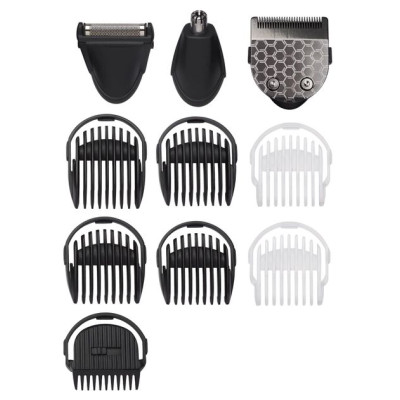Набір для стрижки Babyliss, для бороди, вусів, голови, носа і тіла, акум., вібраційний мотор, насадок-9, сталь, сірий