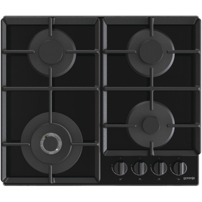 Варильна поверхня Gorenje газова на склі, 60см, чавун, чорний Варильна поверхня Gorenje газова на склі, 60см, чавун, чорний