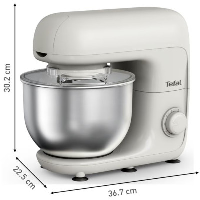 Міксер Tefal планетарний Bake Essential 800Вт, насадки-3, чаша-нерж., метал, 4.8л, білий Міксер Tefal планетарний Bake Essential 800Вт, насадки-3, чаша-нерж., метал, 4.8л, білий