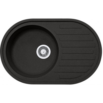 Мийка кухонна Franke RONDA фраграніт, овал, з крилом, 770х500х205мм, чаша - 1, врізна, онікс Мийка кухонна Franke RONDA фраграніт, овал, з крилом, 770х500х205мм, чаша - 1, врізна, онікс