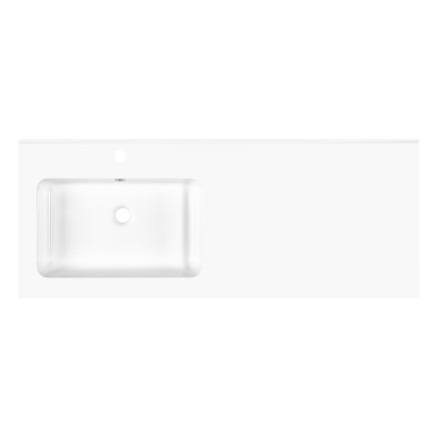 Раковина, умивальник ARDESTO Camille L, штучний камінь, прямокут., з отвором для змішувача, з отвором для переливу, 1198x478x140мм,з сифоном Click-Clack