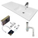 Набір для ванної кімнати, раковина, умивальник Adamant FLATE 120R, штучний камінь, прямокут., з сифоном Click-Clack + змішувач