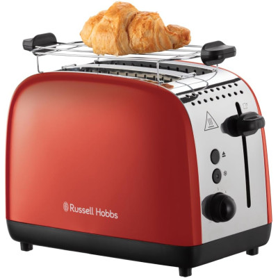 Тостер Russell Hobbs Colours Plus 1600Вт, подогрев, размораживание, металл., красный