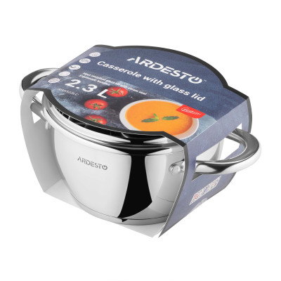Каструля зі скляною кришкою ARDESTO Gemini Lucca, 2.3л, нержавіюча сталь Каструля зі скляною кришкою ARDESTO Gemini Lucca, 2.3л, нержавіюча сталь