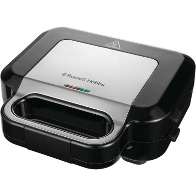 Мультимейкер Russell Hobbs, 750Вт, комплект-3 пластини, алюміній, корпус-нержав.сталь, пластик, чорний-срібний