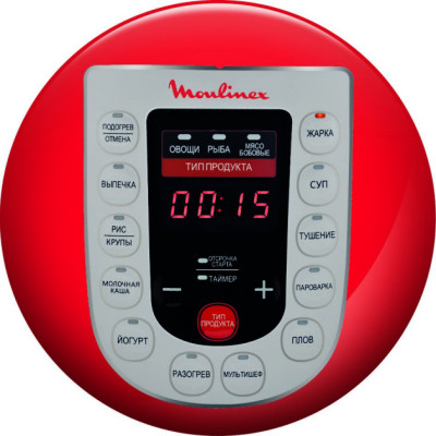 Мультиварка-скороварка Moulinex, 1000Вт, чаша-5л, сенсорное управл., металл/пластик, белый (CE501134)