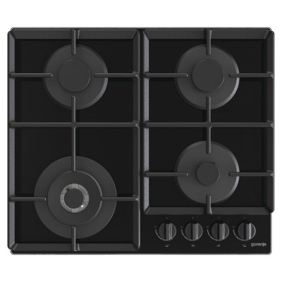 Gorenje Варильна поверхня газова на склі, 60см, чавун, чорний
