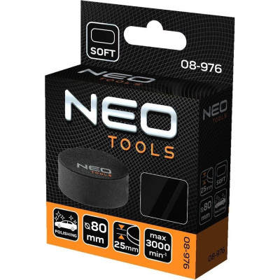 Диск полировальный Neo Tools, губка мягкая, на липучке, 80x25мм Диск полировальный Neo Tools, губка мягкая, на липучке, 80x25мм