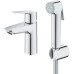 Однорычажный смеситель GROHE QuickFix Start для раковины, S-размер с гигиеническим душем, хром