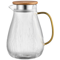 Кувшин с крышкой Ardesto, 1480мл, боросиликатное стекло, нержавеющая сталь, бамбук, прозрачный