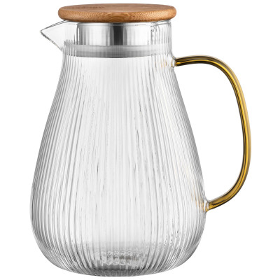 Кувшин с крышкой Ardesto, 1480мл, боросиликатное стекло, нержавеющая сталь, бамбук, прозрачный Кувшин с крышкой Ardesto, 1480мл, боросиликатное стекло, нержавеющая сталь, бамбук, прозрачный