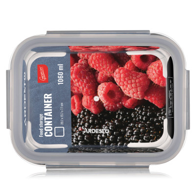Контейнер для зберігання харчових продуктів ARDESTO Gemini 1.06л, боросилікатне скло, пластик, прямокутний, прозорий