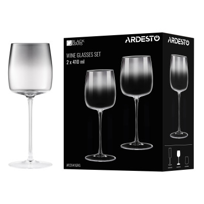 Набір келихів для вина ARDESTO Black Mars Mira 410мл, 2шт, скло, сірий
