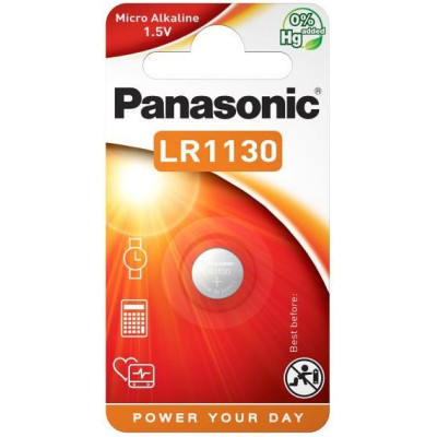 Батарейка Panasonic лужна LR1130(389, V10GA, AG10, RW49, G10, GP89A, LR54) блістер, 1 шт.