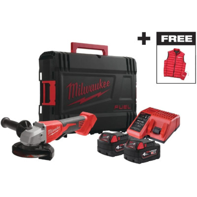 Шліфмашина кутова акумуляторна Milwaukee M18 BLSAG125XPD-402X 125мм 18В 2x4А·год ЗП М12-18С 11000об/хв 2.4кг кейс