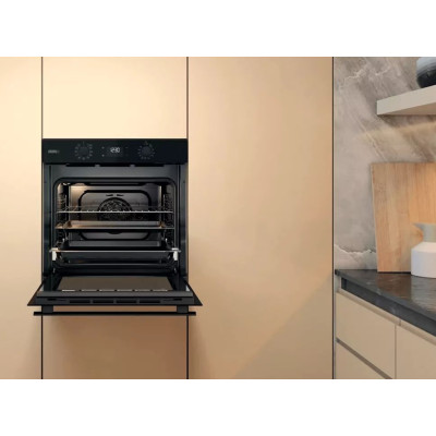 Духова шафа Whirlpool електрична, 71л, A+, дисплей, конвекція, телескопічні напрямні, пара, чорний