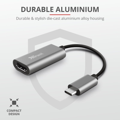 Адаптер Trust Dalyx USB-C > HDMI, 0.2м, Алюминий, черный (23774_TRUST)