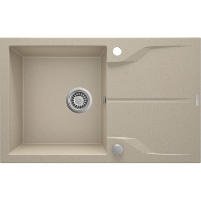 Мийка кухонна Deante Andante, граніт, прямокутник, з крилом, 780х490х194мм, чаша - 1, накладна, пісок