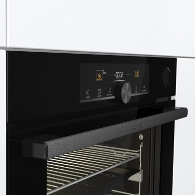 Gorenje Духова шафа електрична, 77л, A+, пара, дисплей, 300 °C, Wi-Fi, чорний