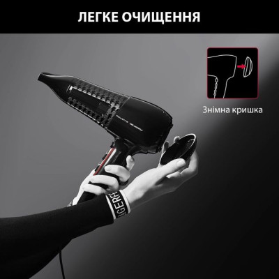 Фен Rowenta x Karl Lagerfeld Powerline, 2100Вт, 3 режими, дифузор, іоніз-я, хол. обдув, чорний