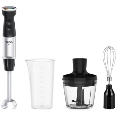 Блендер Tefal заглибний Quickchef+ 1000Вт, 3в1, чаша-800мл, чопер-500мл, турборежим, сріблясто-чорний HB673830
