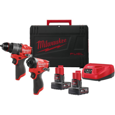 Набір із двох акумуляторних інструментів Milwaukee M12 FPP2A2-402X шурупокрут-дриль M12 FPD2-0 гвинтоверт M12 FID2-0 акб М12 2х4А·год ЗП C12C кейс Набір із двох акумуляторних інструментів Milwaukee M12 FPP2A2-402X шурупокрут-дриль M12 FPD2-0 гвинтоверт M12 FID2-0 акб М12 2х4А·год ЗП C12C кейс
