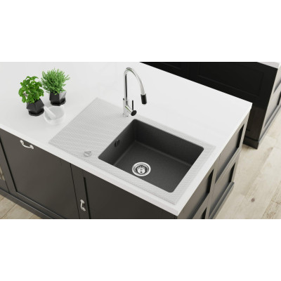 Змішувач для кухні Deante Aster, довж.виливу - 206мм, поворотний, 1+фільтр, хром-чорний