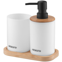 Набір для ванної кімнати ARDESTO Minimalism 360мл, 3 предмети, поліпропілен, бамбук, білий