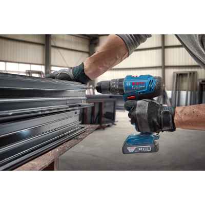 Шуруповерт-дрель ударный аккумуляторный Bosch GSB 183-LI 18В 1х2А-ч 21-56Нм 374-1815об-хв кейс 1.2кг