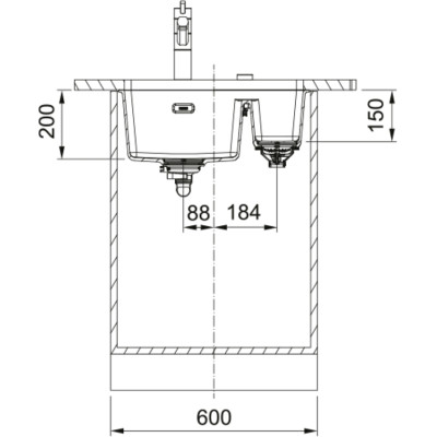 Мийка кухонна Franke Maris, фраграніт, прямокутник, без крила, 553х433х200мм, чаша - 1.5, під стільницю, MRG 160, онікс