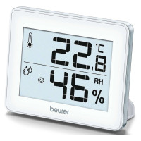 Термогігрометр Beurer, внутр. вимірювання, темп-ра, вологість, час, CR2025х1, в комплекті, білий