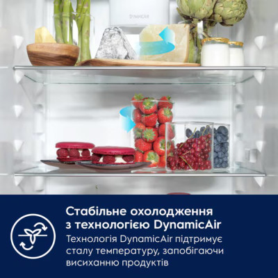 Холодильник Electrolux вбудований з нижн. мороз., 188x70х55, холод.відд.-284л, мороз.відд.-87л, 2дв., Е, Combi, інв., диспл внутр., зона св-ті, білий