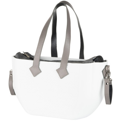 Сумка Nuvita MyMia ручки шкіра, ремені для коляски, біло-сірий