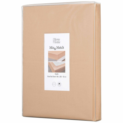 Простирадло на резинці ARDESTO Mix&Match, 180x200+30см, 100% бавовна, сатин, бежевий