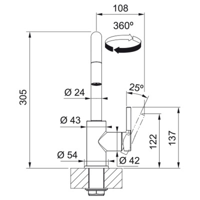 Змішувач для кухні Franke Lina U Pull Down, довж.виливу - 251мм, витяжний, поворотний, 1важіль, чорний матовий Змішувач для кухні Franke Lina U Pull Down, довж.виливу - 251мм, витяжний, поворотний, 1важіль, чорний матовий