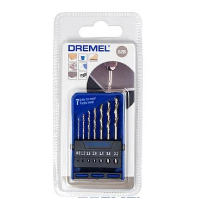Набір свердел по металу Dremel 628, HSS, 0.8-3мм, кейс, 7шт