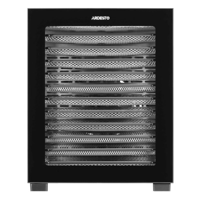 ARDESTO Сушарка для продуктів FDB-1242, 850Вт, піддонів -12x3см, макс-70°С, таймер, електр. управління, нерж., чорний