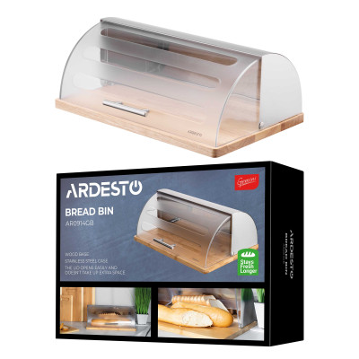 Хлібниця ARDESTO Gemini 39х27х15см, дерево, пластик, нержавіюча сталь