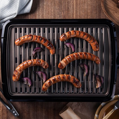 Гриль George Foreman барбекю Smokeless BBQ Grill 1606Вт, темп. режимів-3, з`ємні пластини, пластик, чорний