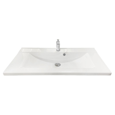 Раковина, умивальник Adamant QUANTO, штучний камінь, прямокут., з отвором для змішувача, з отвором для переливу, 1000х447х140мм, накладний, білий