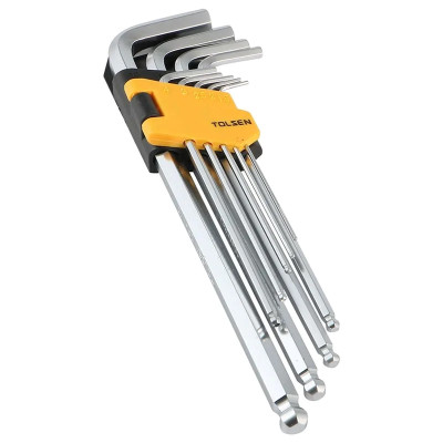 Ключі шестигранні Tolsen, довгі, кулястий наконечник, 1.5-10мм, CrV, набір 9шт