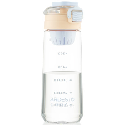 Пляшка для води з відсіком для фруктів ARDESTO Duo 720мл, пластик, рожевий, фіолетовий