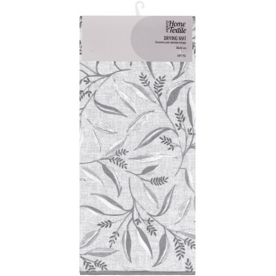 Килимок для сушіння посуду ARDESTO Grey leaves 38x51см, 100% поліестер, cірий