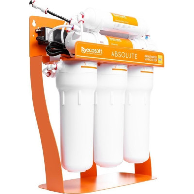 Фільтр зворотного осмосу Ecosoft Absolute з мінералізатором та помпою на станині, мембрана 75gpd DuPont, дренаж 1:1 Фільтр зворотного осмосу Ecosoft Absolute з мінералізатором та помпою на станині, мембрана 75gpd DuPont, дренаж 1:1