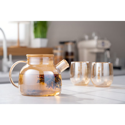 Заварник Ardesto Golden Moon, 1000мл, боросиликатное стекло, бамбук, золотой AR3010GBG Заварник Ardesto Golden Moon, 1000мл, боросиликатное стекло, бамбук, золотой AR3010GBG