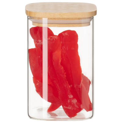 Банка для зберігання Ardesto Midori 500мл, скло, бамбук, квадратна, прозорий