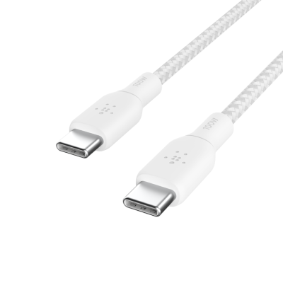 Belkin Кабель заряджання/синхронізації USB-С > USB-С 3м, 100Вт, плетений, білий Belkin Кабель заряджання/синхронізації USB-С > USB-С 3м, 100Вт, плетений, білий